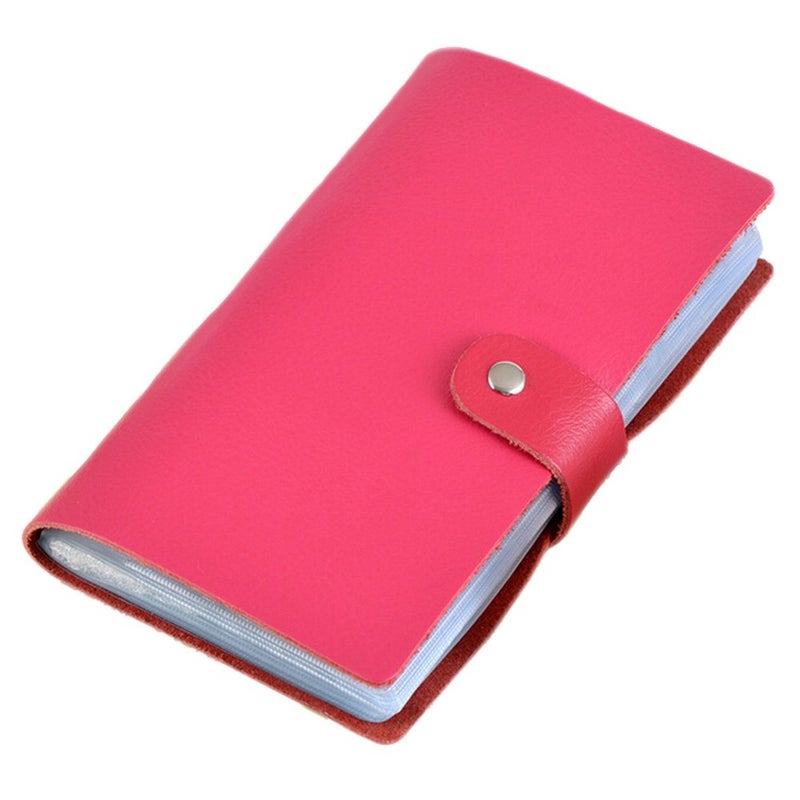 boshiho Leather Credit Card Holder Business Card Case Book Style 90 Count Name ID Card Holder Book (Hot Pink) - Image 1